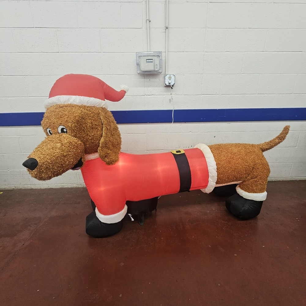 Gemmy Airblown Inflatable 6.5ft Christmas Dachshund Weenie Wiener Dog Santa Vtg